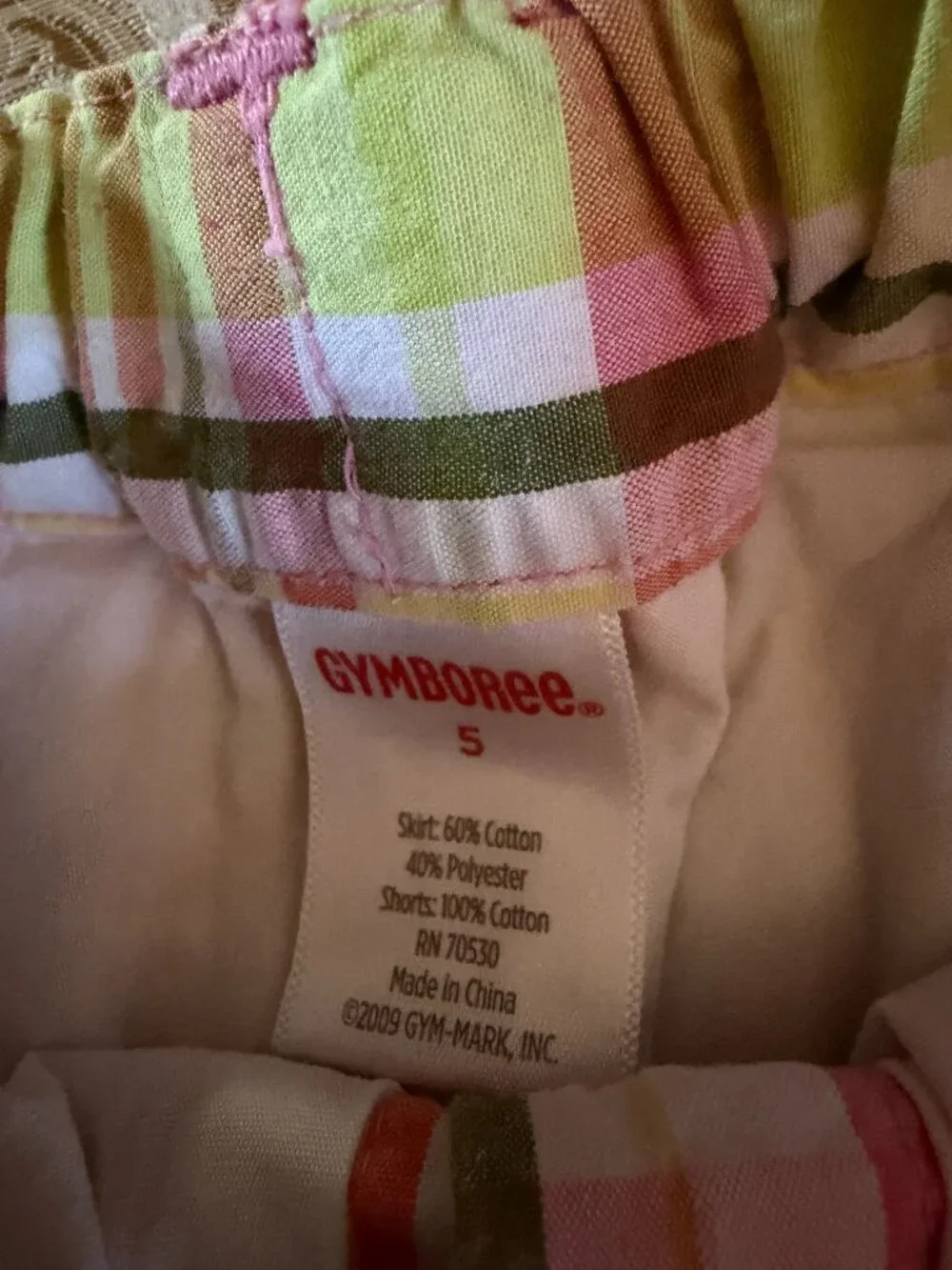 Gymboree, size 5, pink and green skort and shirt